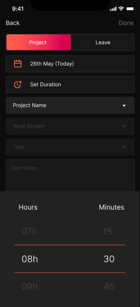 Another concept of the duration picker as a simple selector